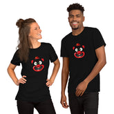 Eerie Eyes T-Shirt worn by a model outdoors